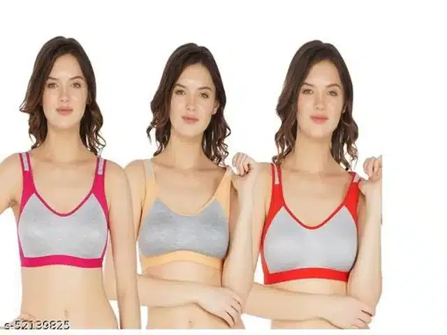 Hosiery Non Padded Bra for Women (Multicolor, 30A) (Pack of 3)