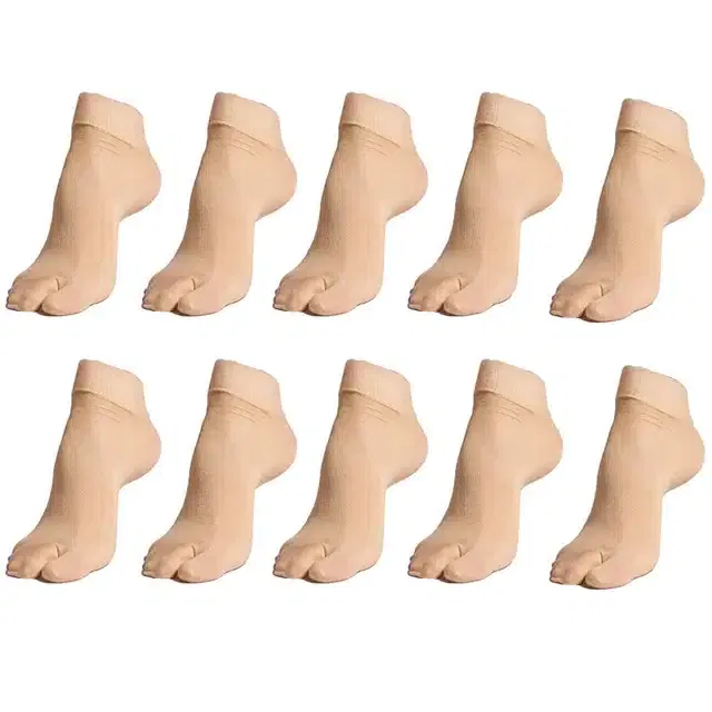 Ankle Length Socks for Women & Girls (Beige, Set of 10)