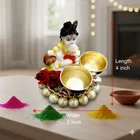 Metal Decoretive Pooja Thali, Multicolour Pack of 1