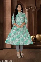 Floral Printed Cotton Kurti with Show Button for Women, Pack of 2 