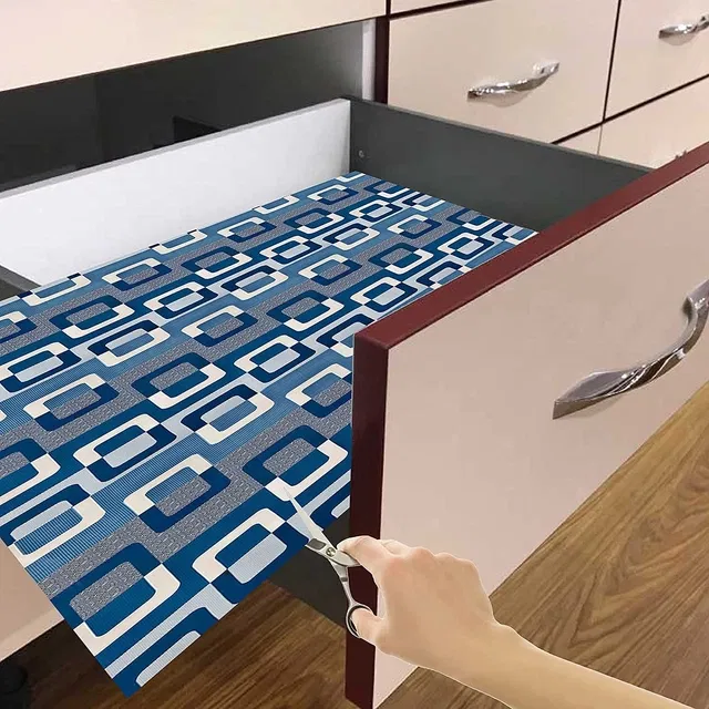 Laminated Non Woven Multipurpose Kitchen Cabinet Drawer Shelf Mat (Multicolor, 45x500 cm)