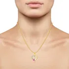 Vighnaharta Alloy Flower Heart Initial "A" Letter Gold & Rodium Plated Pendant With Chain For Women & Girls 