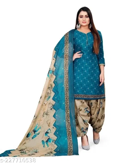 Cotton Printed Salwar Suit for Women (Multicolor, XXXL)