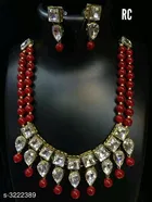 Women'S Alloy Gold Plated Jewellery Set for Women, Red