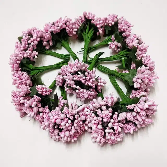 Artificial 12 Pcs Pollen Flowers for Jewelry Making (Pink, Set of 6)