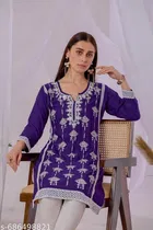 Embroidered Rayon Beads Work Kurti for Women 