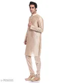Dupion Silk Solid Kurta with Pyjama for Men 
