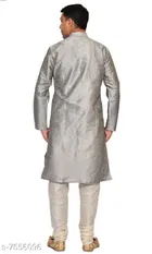 Dupion Silk Solid Kurta with Pyjama for Men 