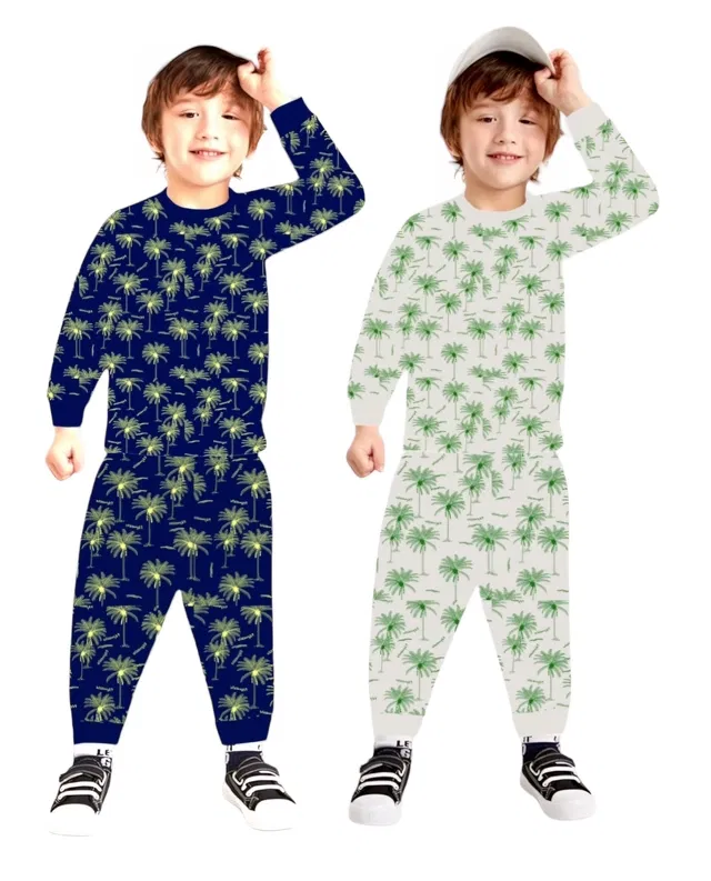 Cotton Printed Nightsuit for Kids (Multicolor, 3-4 Years) (Pack of 2)