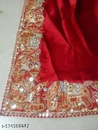 Chiffon Embellished Saree For Women, Red