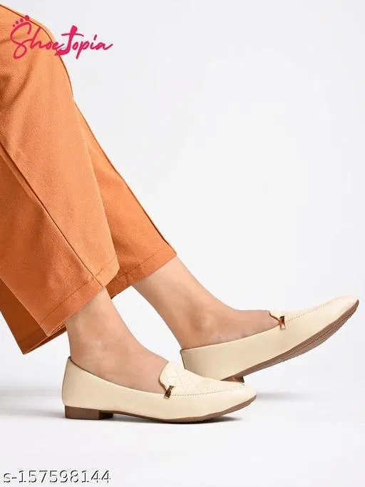 Solid Ballerinas for Women (Cream, IND-6)