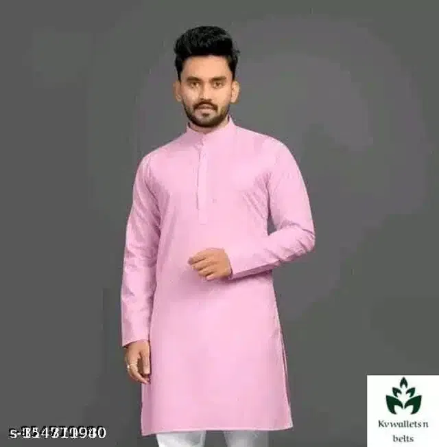 Full Sleeves Kurta for Men (Pink, M)