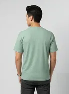 Polyester Round Neck T-shirt for Men, Aqua Blue 