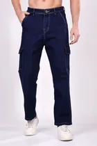 Denim Loose Fit Jeans for Men (Navy Blue, 28)