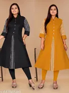 Solid Cotton Blend Kurti for Women, Pack of 2 