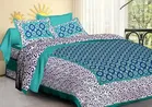 Sanganeri Jaipuri Traditional Printed Double Bed Sheet with 2 Pillow Covers 