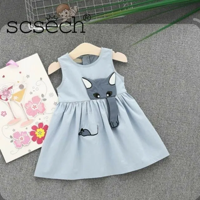 Printed Cotton Frock for Girls (Grey, 2-3 Years)