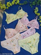 Cotton Blend Printed Lingerie Set for Women 