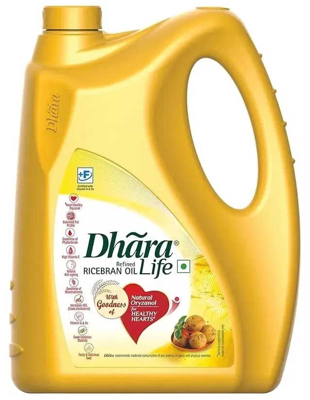 Dhara Refined Rice Bran Oil 4.55 Kg (Jar)