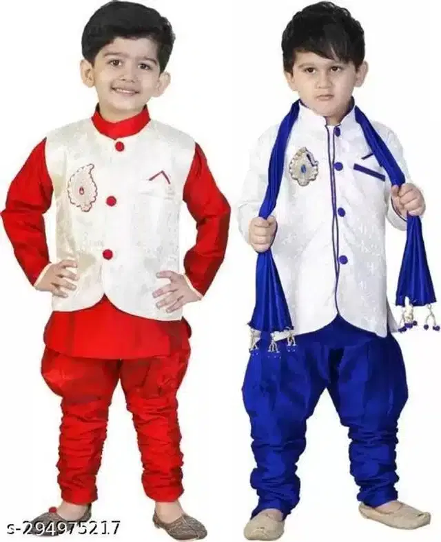 Sherwani Set for Boys (Multicolor, 1-2 Years) (Pack of 2)