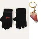 Fleece Winter Gloves with Resin Keychain for Men 