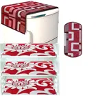 PVC Printed Fridge Top Cover with 3 Pcs Shelf Mats & Handle Cover 