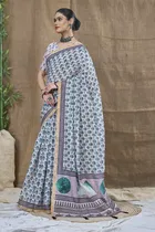 Silk Woven Design Saree for Women, Blue 