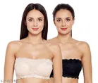 Net Solid Bras for Women, Black & Beige, Pack of 2 