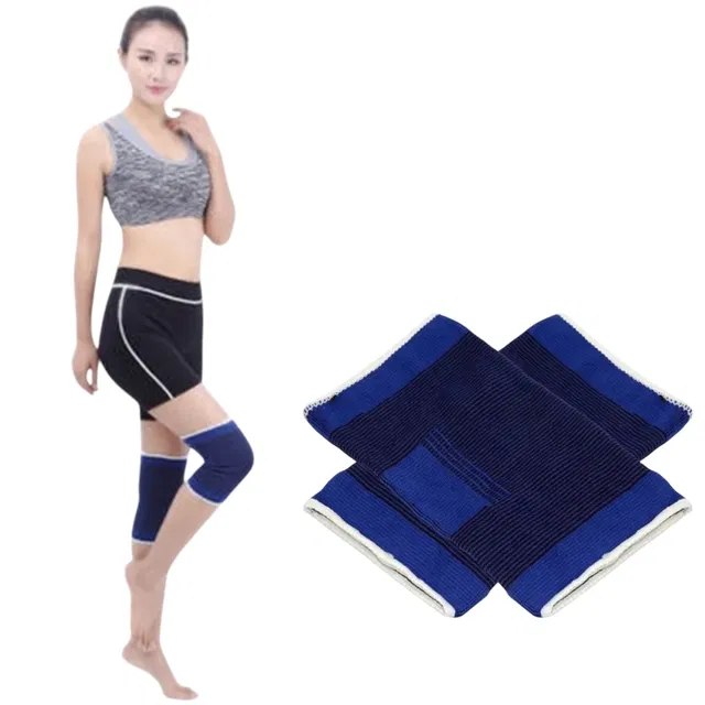 Polyester Solid Knee Sleeves for Women (Blue, Set of 1)
