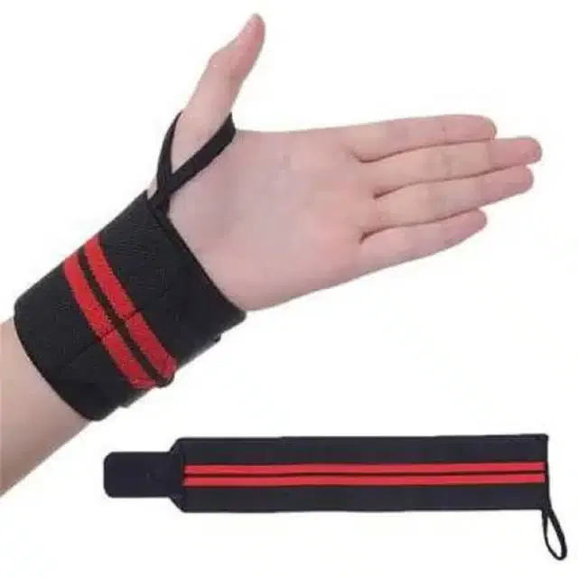 Wrist Support Band (Black & Red, Free Size) (Set of 1)