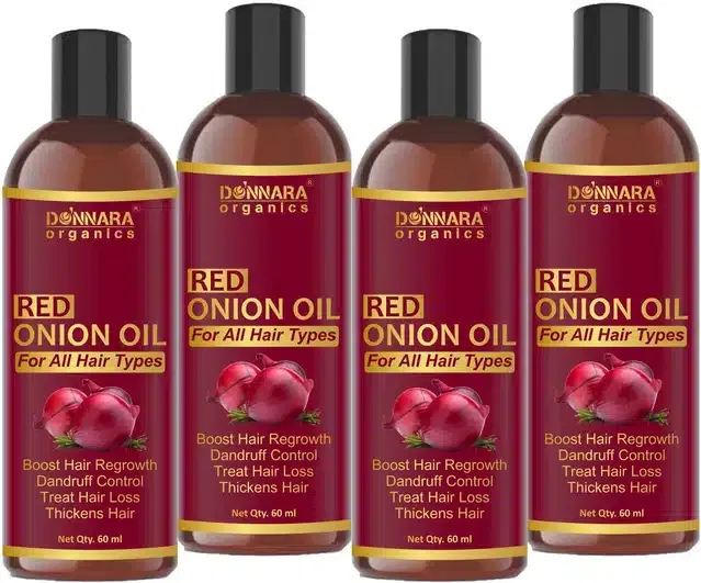 Donnara Organics Pure & Natural Red Onion Hair Oil (Pack of 4, 60 ml)