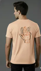 Cottont Blend  Printed T-shirt For Men, Peach 