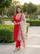 Embroidered Rayon A-line Kurta Set for Women 