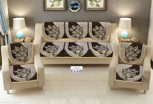 Polycotton 5 Seater Sofa Covers (Brown, Set of 1)