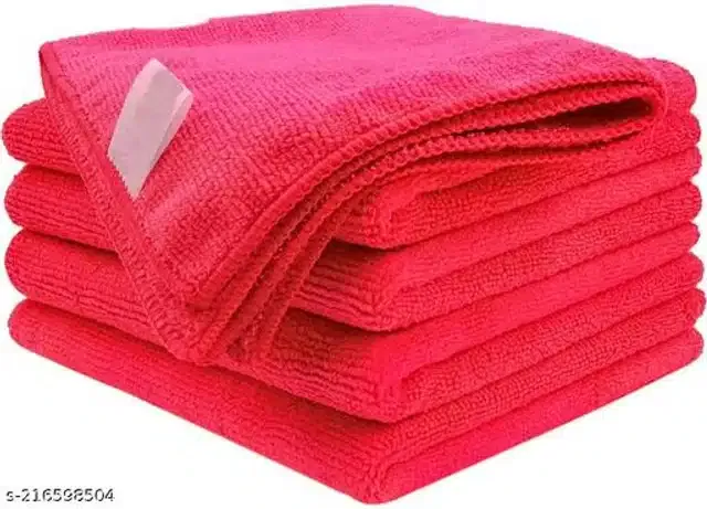 Microfiber Bath Towel (Pink, 40x40 cm) (Pack of 4)