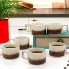 6 Pcs Ceramic Tea & Coffee Cup Set - Dual Tone Brown