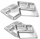 3 in 1 Stainless Steel Dinner Plates (Silver, Pack of 4)