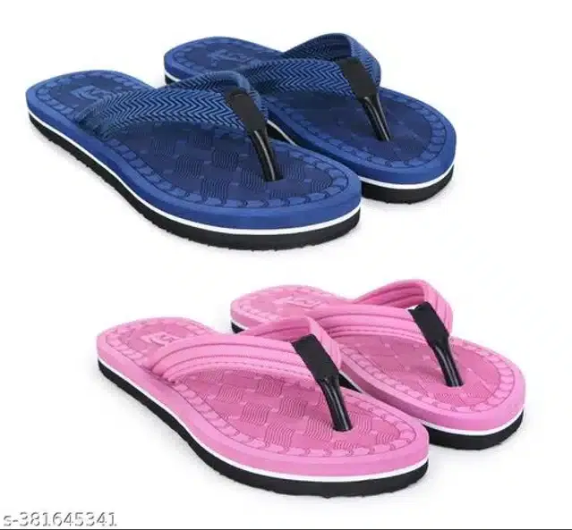 Slippers for Women (Navy Blue & Pink, 8) (Pack of 2)