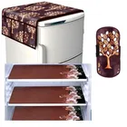 PVC Printed Fridge Top Cover with 3 Pcs Shelf Mats & Handle Cover 