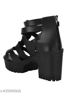 Solid Synthetic Block Open Toe Heels for Kids 