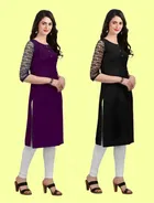 Crepe Solid Kurtis for Women 
