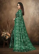 Art Silk Printed Saree for Women, Green 
