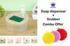 Plastic Soap Dispenser with 3 Pcs Scrubber (Multicolor, Set of 2)