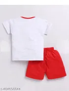 Hosiery Cotton Printed Clothing Set for Kids, White 