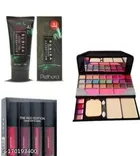 Combo of Makeupkit with 4 Pcs Liquid Lipstick & Sunisa Foundation Tube (Multicolor, Set of 6)