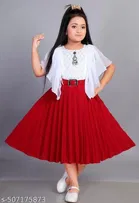 Self Design Chiffon Fit And Flare Dress for Girls 