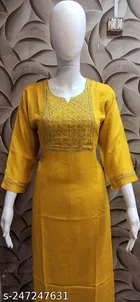 Rayon Slub Embroidered Kurti for Women 
