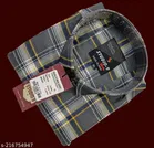 Cotton Blend Checked Shirt for Men, Grey 