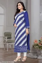 Chanderi Cotton Striped Kurti with Pant for Women 