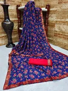 कानूड़ा फैंसी विमेंस जॉर्जेट फ्लावर प्रिंटेड साड़ी 